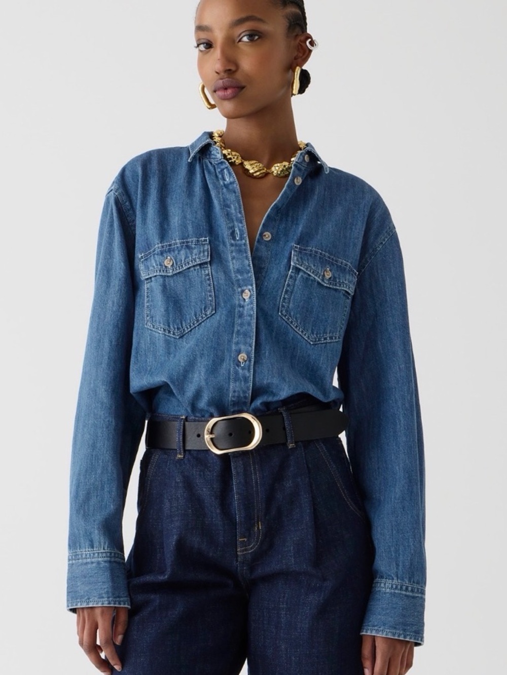 J. Crew Blue Denim Cotton Garçon Shirt size 0 NWT